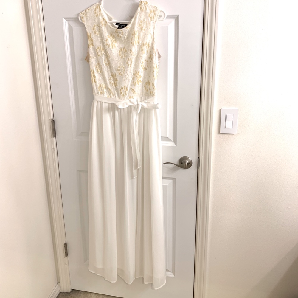 Empire Waist White Gold Dress